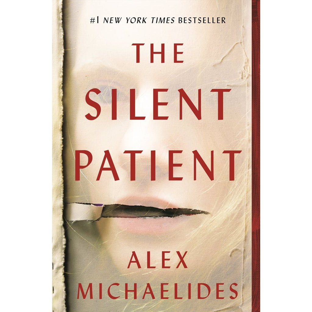 Book cover of 'The Silent Patient' by Alex Michaelides with a woman's face partially obscured.